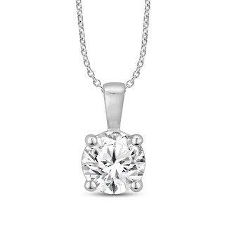 Diamond Solitaire Necklace 1/10 ct tw Round-cut 14K White Gold 18&quot;|Kay