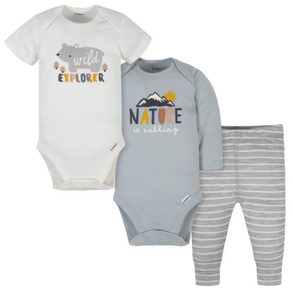 3-Piece Baby Boys Explore Onesies® Brand Bodysuits & Pants Set
