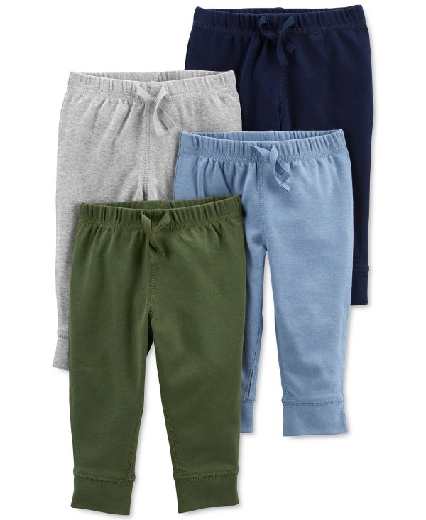 Baby Boys 4-Pack Solid-Tone Pull-On Pants