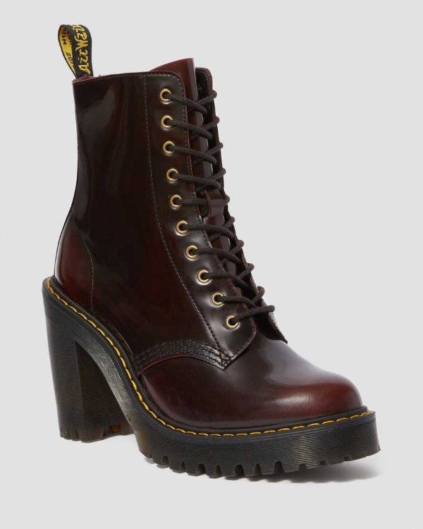 DR MARTENS KENDRA WOMEN'S ARCADIA LEATHER HEELED BOOTS