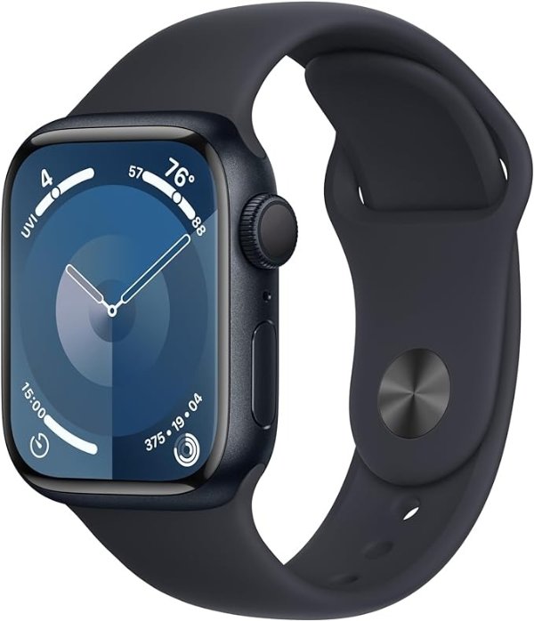 Watch Series 9 [GPS 41mm] Smartwatch with Midnight Aluminum Case with Midnight Sport Band S/M. Fitness Tracker, ECG Apps, Always-On Retina Display, Water Resistant