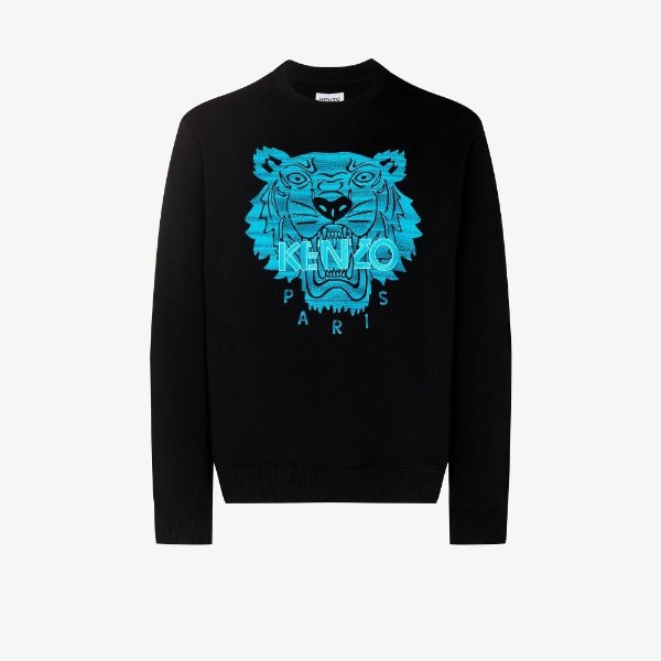 tiger logo embroidered cotton sweatshirt | Browns