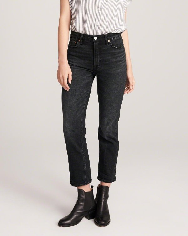 Womens High Rise Ankle Straight Jeans | Womens Need It Now Sale | Abercrombie.com