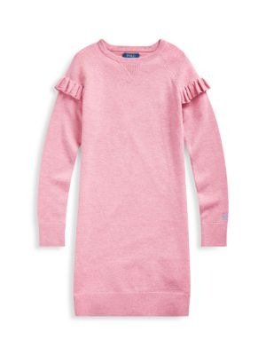 Ralph Lauren - Little Girl's & Girl's Ruffle-Trim Wool Sweatshirt Dress