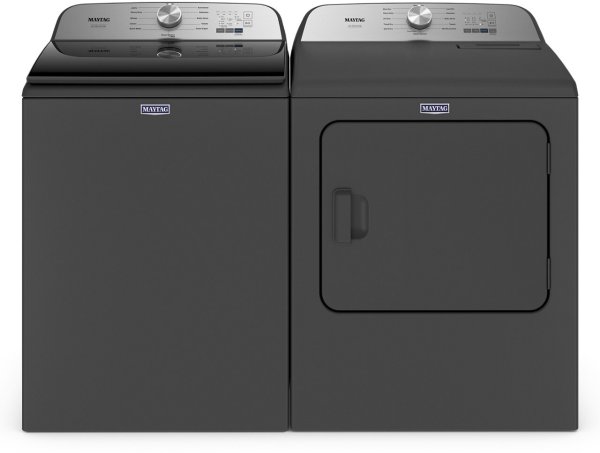 Maytag MAWADREBK6500 Side-by-Side Washer & Dryer Set with Top Load Washer and Electric Dryer in Black