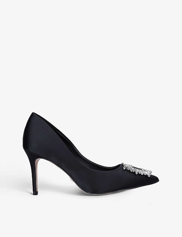 Platine embellished-detail satin court shoes