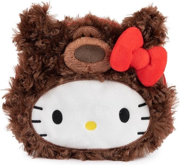 GUND Sanrio Hello Kitty Philbin Teddy Bear Plush Pouch with Zipper for Ages 1 and Up, Brown, 5.5”