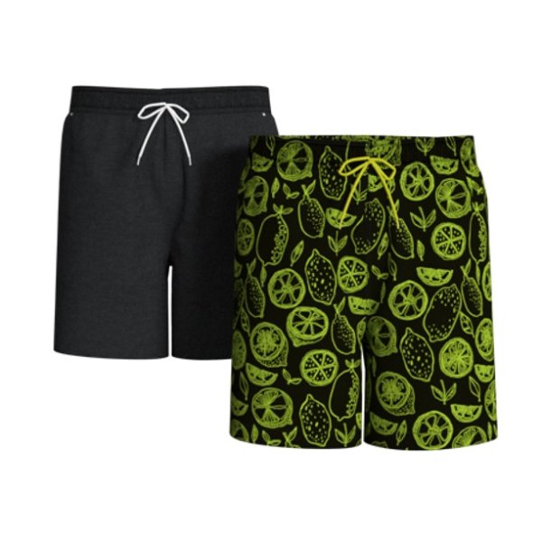 George Men's and Big Men's 6" Basic Swim Shorts, 2-Pack, Up to Size 5XL