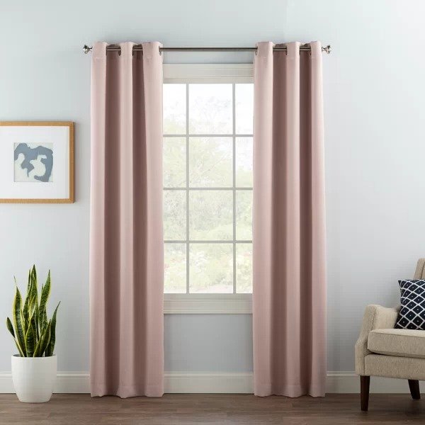 Solid Room Darkening Thermal Grommet Single Curtain Panel