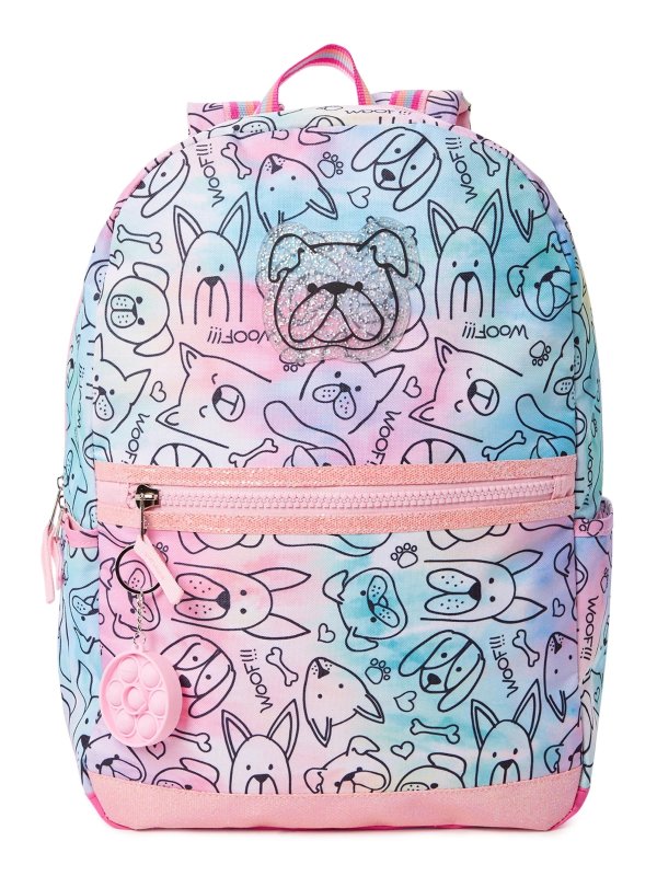 Girls 17" Laptop Backpack Dog's Life Rosy Petal Tie Dye