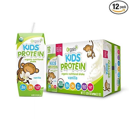 Kids Protein Organic Nutritional Shake, Vanilla, Gluten Free, Kosher, Non-GMO, 8.25 Ounce, Pack of 12