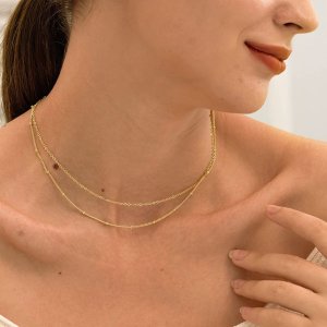 CHESKY Gold Dainty Choker Necklace for Women, 14k Gold/Silver Plated Layered Satellite Bead Choker Thin Trendy Layering Discs Paperclip Necklaces Minimalist Simple Toggle Cuban Chain Jewelry Gift