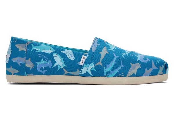 Women's Blue Alpargata Sharks Esapdrille Slip On Shoe | TOMS