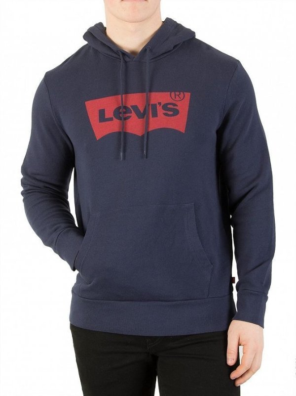 New With Tags Mens Levis Jeans Fleece Logo Athletic Hoodie Hooded Sweatshirt