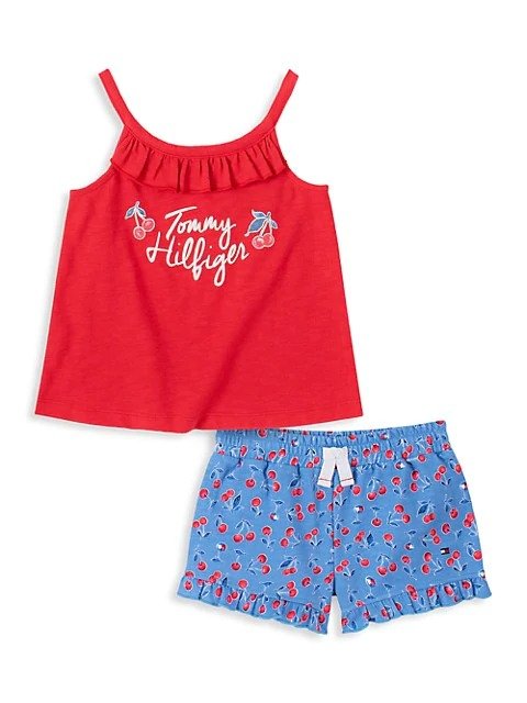 Little Girl's 2-Piece Cherry Tank Top & Shorts Set