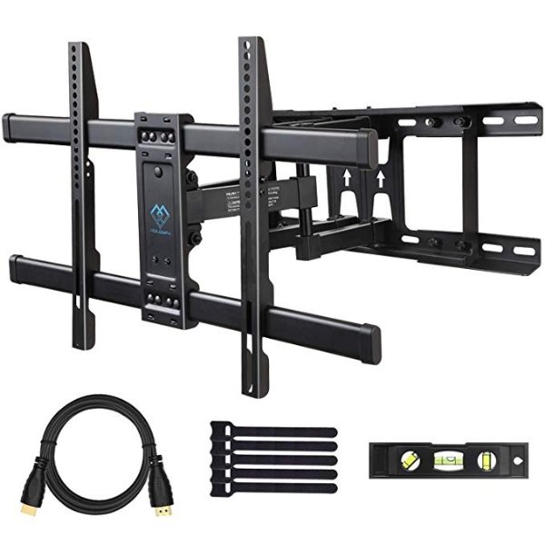 PERLESMITH Full Motion TV Wall Mount for Most 37-70 Inch TVs up to 132lbs - Fits 16”, 18”, 24” Wood Studs - Articulating TV Mount Dual Arms with Tilts, Swivels & Extends 16”, Max VESA 600x400mm