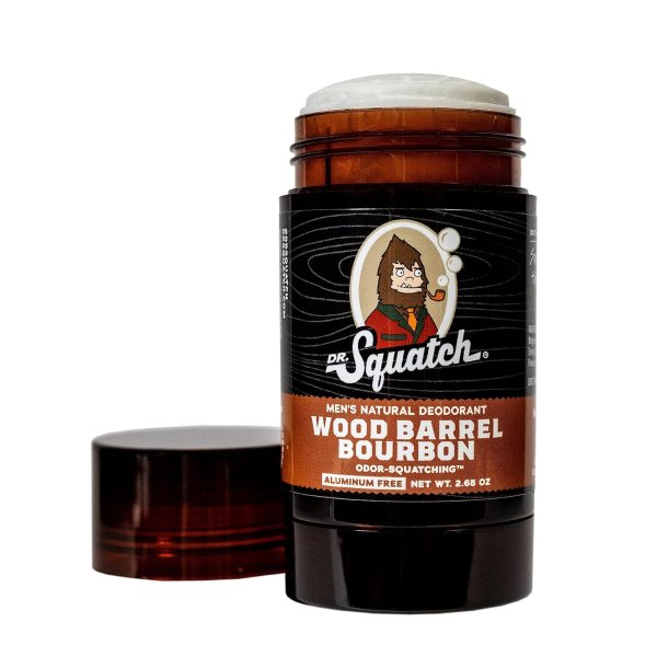 Dr. Squatch Natural Deodorant for Men – Odor-Squatching Men's Deodorant Aluminum Free - Wood Barrel Bourbon 2.65 oz (1 Pack)