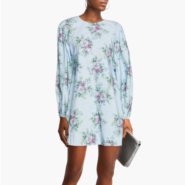 Floral-print organic cotton-poplin mini dress