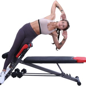 Finer Form Multi-Functional Weight Bench for Full All-in-One Body Workout – Hyper Back Extension, Roman Chair, Adjustable Ab Sit up Bench, Decline Bench, Flat Bench