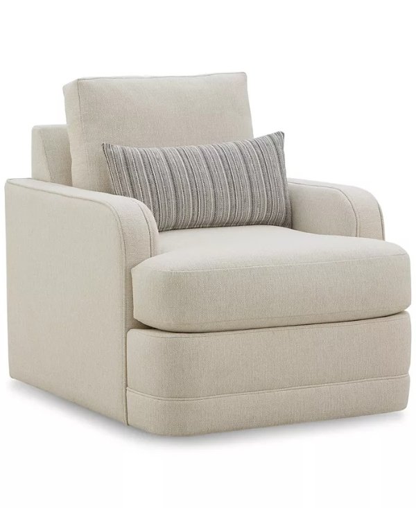 Kendrah 32" Fabric Swivel Chair with Recessed Arms, Created for Macy's