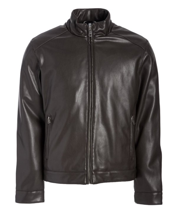 Dark Brown Faux Leather Jacket - Men