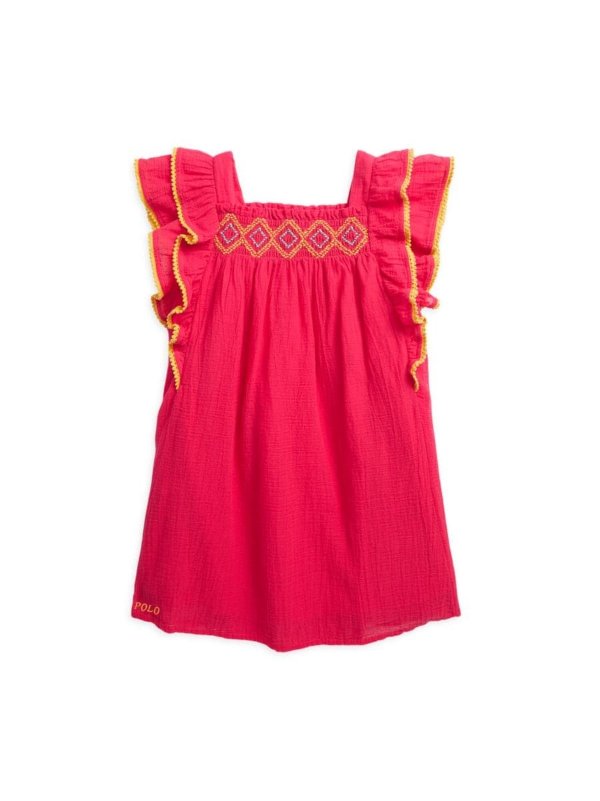 Little Girl's & Girl's Gauze Ruffle-Sleeve Dress