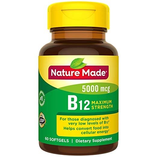 Maximum Strength Vitamin B12 5000 mcg Softgels, 60 Count (Packaging May Vary)