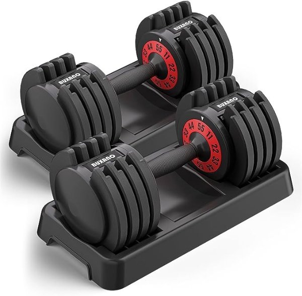 Adjustable Dumbbells 55LB Single Dumbbell Weights, 5 in 1 Free Weights Dumbbell with Anti-Slip Nylon Handle, Ideal for Full-Body Home Gym Workouts