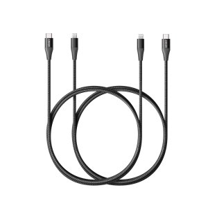 Anker USB C to Lightning Mfi Powerline+ II Nylon Braided Cable (3ft, Black, 2)