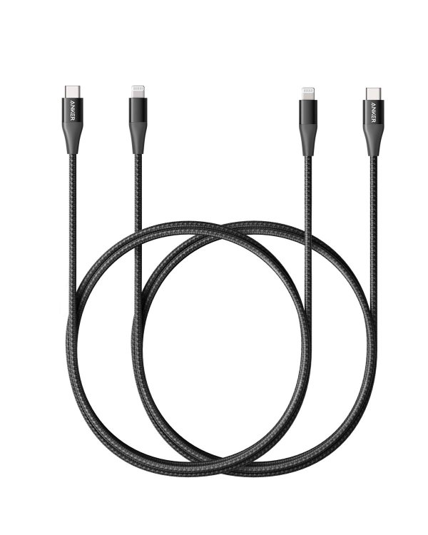 USB-C to Lightning 数据线 (3ft, 黑色, 2根)