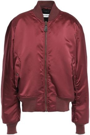 Embroidered sateen bomber jacket