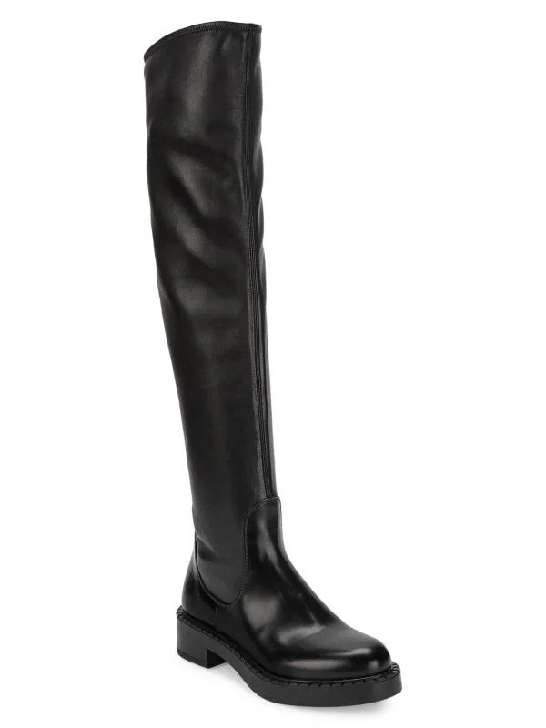 Stretch Leather Tall Boots