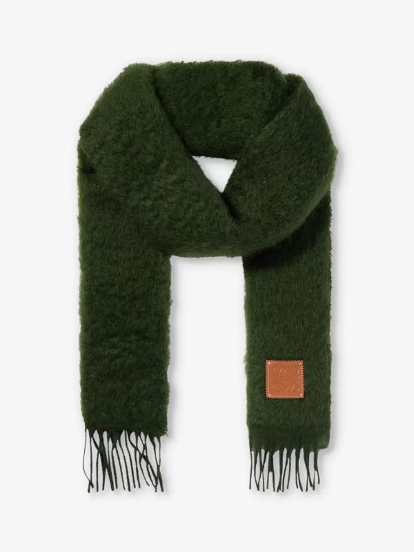 Anagram brushed mohair wool-blend knitted scarf 185cm x 23cm
