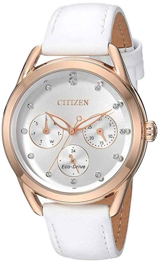 Women's 'Drive' Quartz Stainless Steel and Leather Casual Watch, Color:White (Model: FD2053-04A)