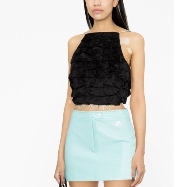 crystal-embellished tiered cropped top