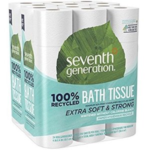 Seventh Generation Toilet Paper, Bath Tissue, 100% Recycled Paper, 24 Count (Pack of 2) @ Amazon.com