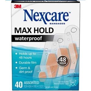Nexcare Max Hold Waterproof Bandages, Clear, 40 ct Assorted, Transparent