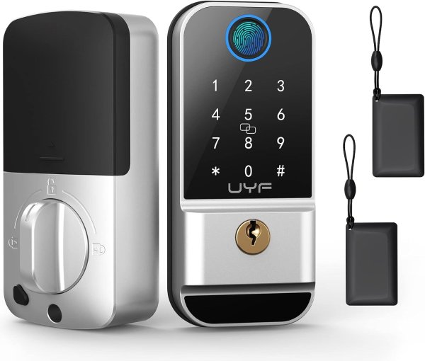 UYF Keyless Biometric Fingerprint Digital Door Lock with Keypad and Fobs