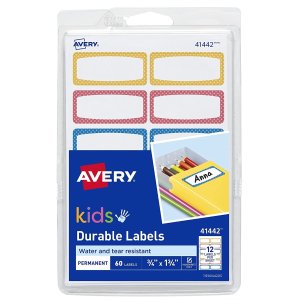 Avery Durable Labels for Kids Gear, Assorted, Pack of 60