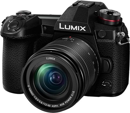 LUMIX G9 无反相机,微型四分之一,2030 万像素加 800 万像素,高分辨率模式,带 LUMIX G Vario 12-60 毫米 F3.5-5.6 镜头(DC-G9MK),黑色