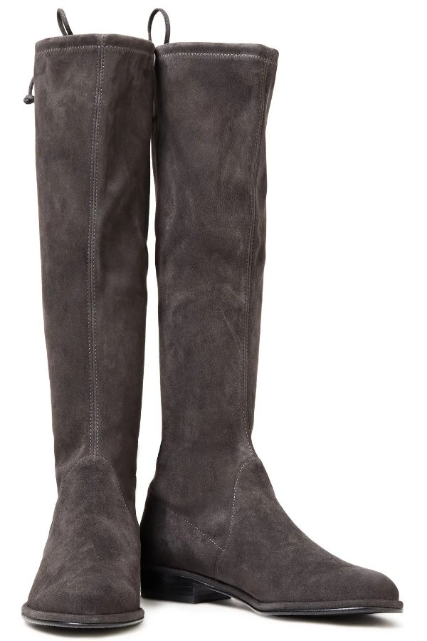 Stretch-suede knee boots
