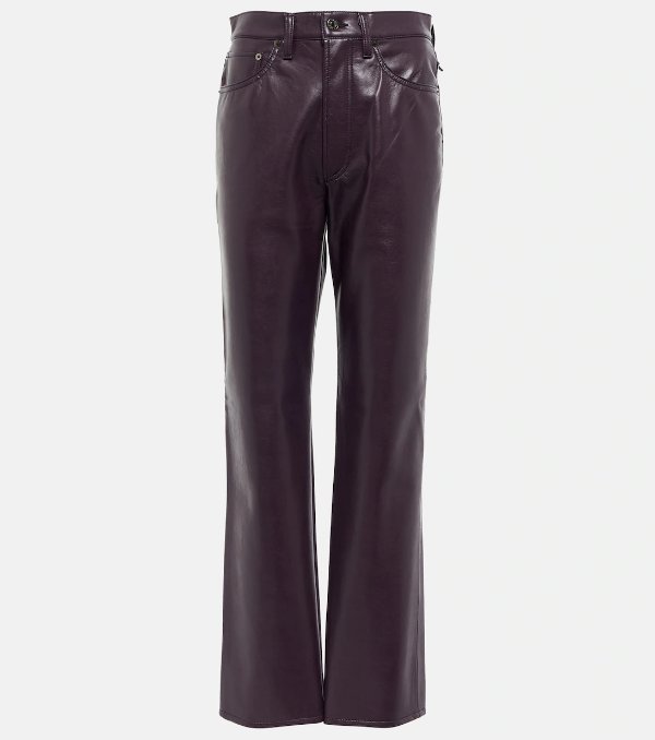 90 S Pinch High Rise Faux Leather Pants in Purple - Agolde | Mytheresa