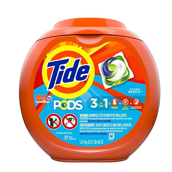 Pods Laundry Detergent, Ocean Mist, 57 Pacs Capsules, 46 Ounce