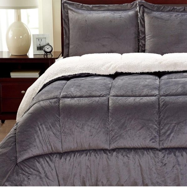 Luxury Home Micromink and Sherpa Reversible Comforter Set