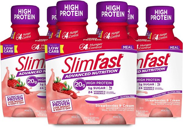 Advanced Nutrition High Protein Meal Replacement Shake, Strawberries & Cream, 20g of Ready to Drink Protein, 11 Fl. Oz Bottle, 4 Count (Pack of 3)