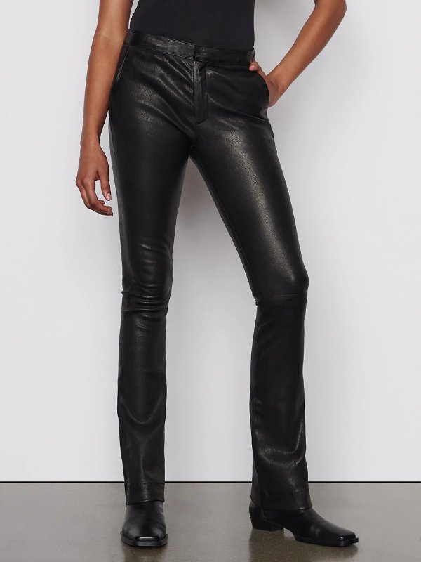 Le Serge Leather Trouser -- Noir