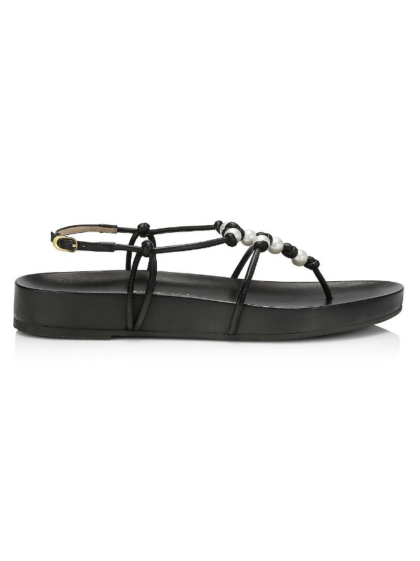 Pearl Knot Leather Sandals