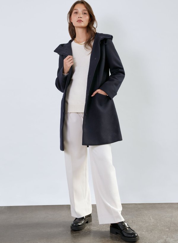 pearce wool coat Slim-fit, hooded wool-cashmere coat