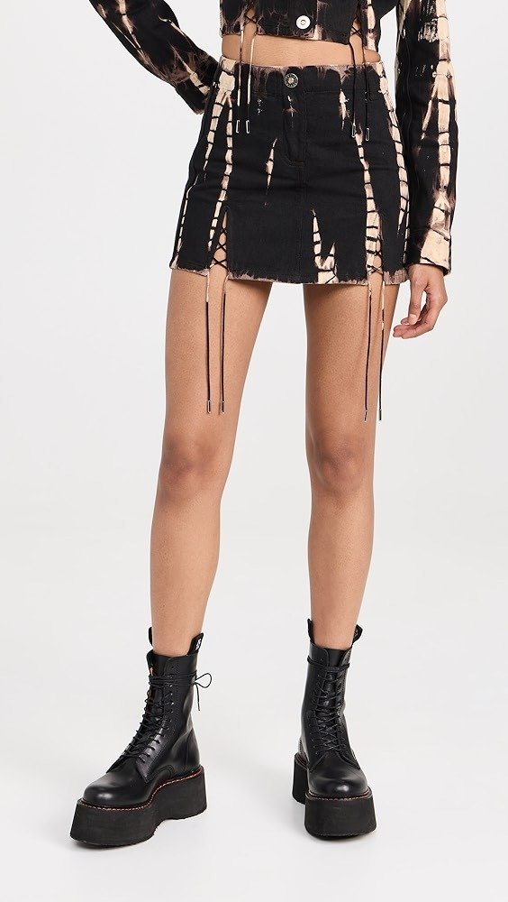 Denim V-Wire Mini Skirt