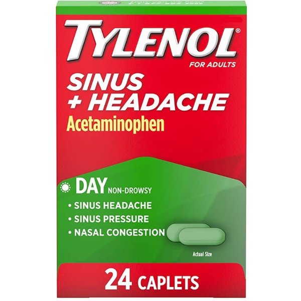 Sinus + Headache Daytime Non-Drowsy Relief Caplets, Acetaminophen 325mg, 24 ct